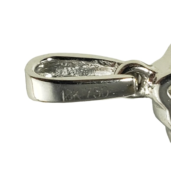 Vintage 18 K White Gold Blue Topaz & White & Champagne Diamond Pendant #13735 - Picture 5 of 8